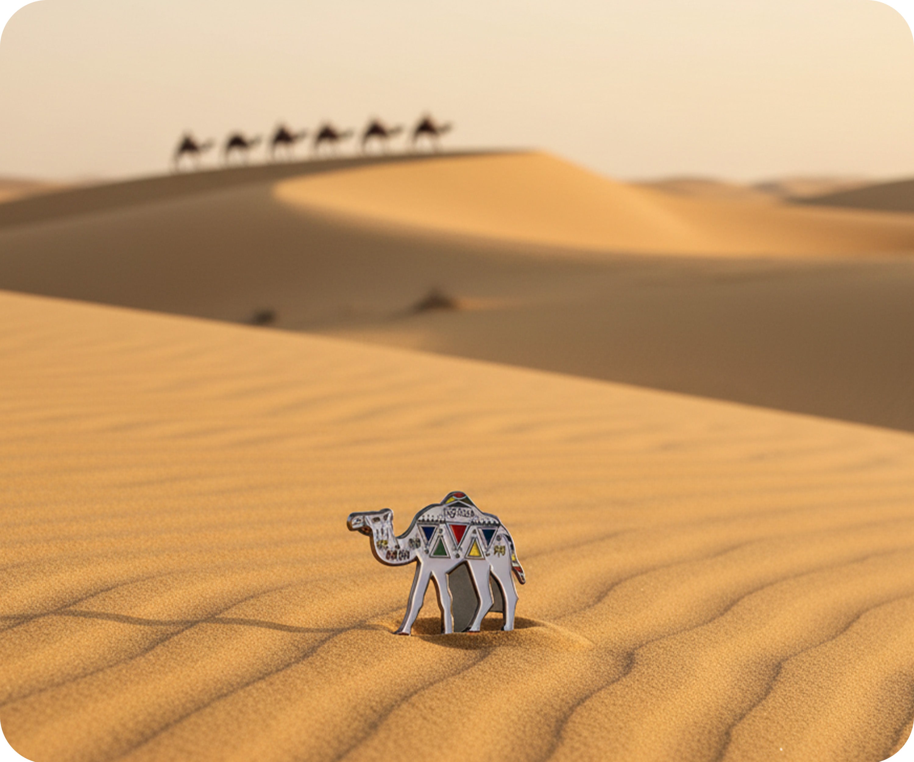 Arabian Camel Colour Pattern Pin Badge