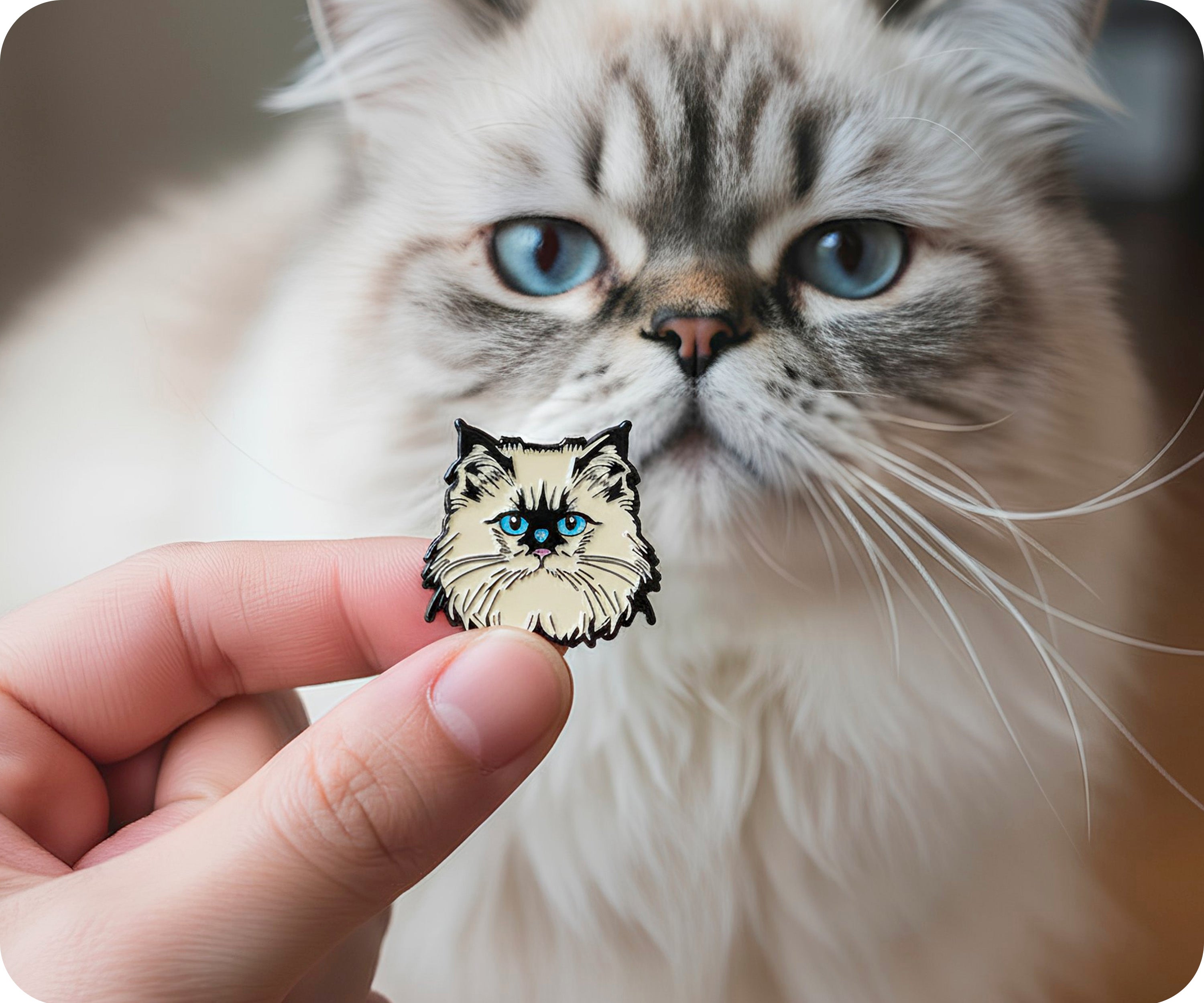 Persian Cat Pin Badge