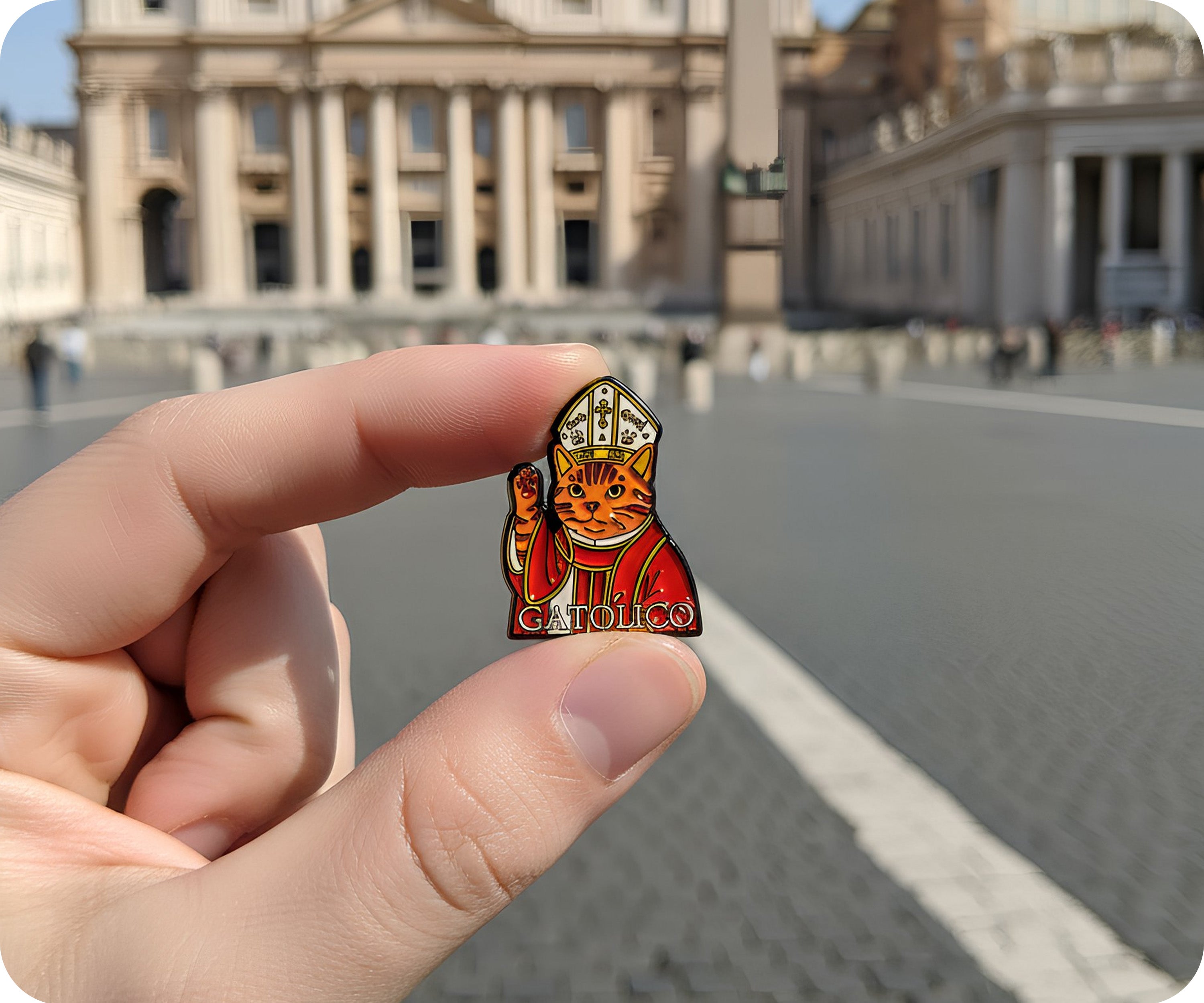 Gatolico Catholic Spanish Pop Cat Pin Badge