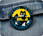 It's Fine Cat & Shark Everything Fine Pin Badge