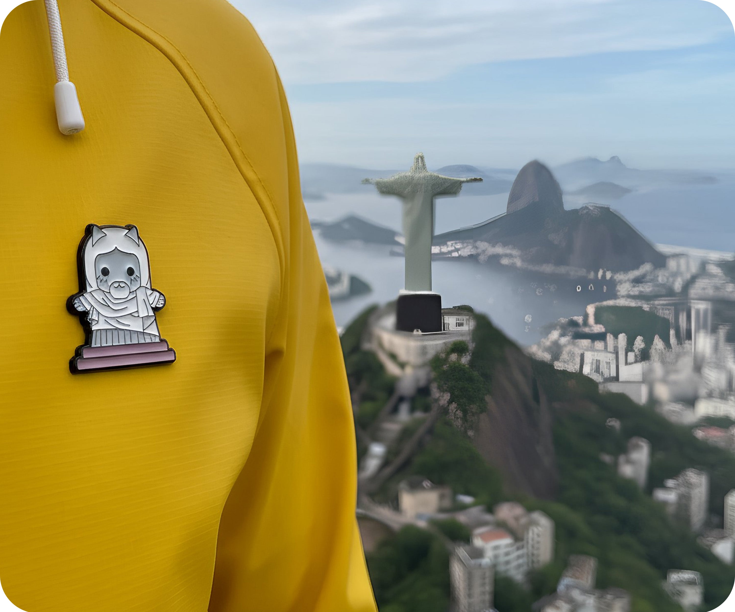 Cristo Redentor Gato Gatito Brasileño Pin Insignia Imagen secundaria del producto