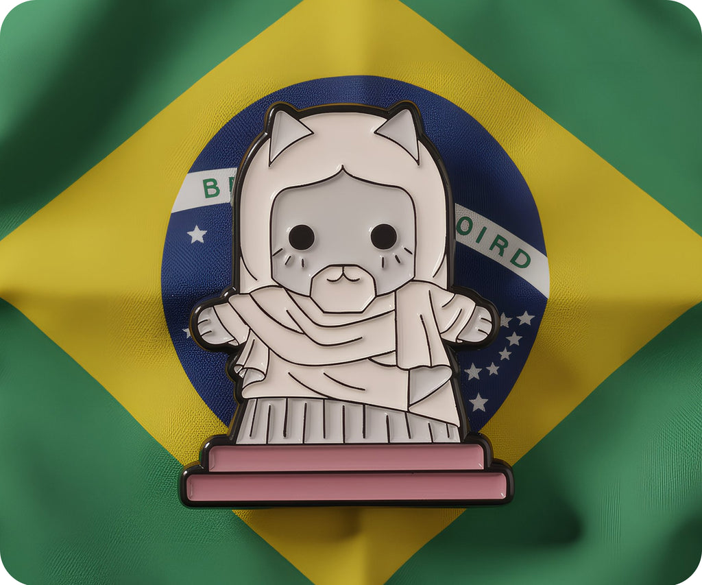 Cristo Redentor Gato Gatito Brasileño Pin Insignia