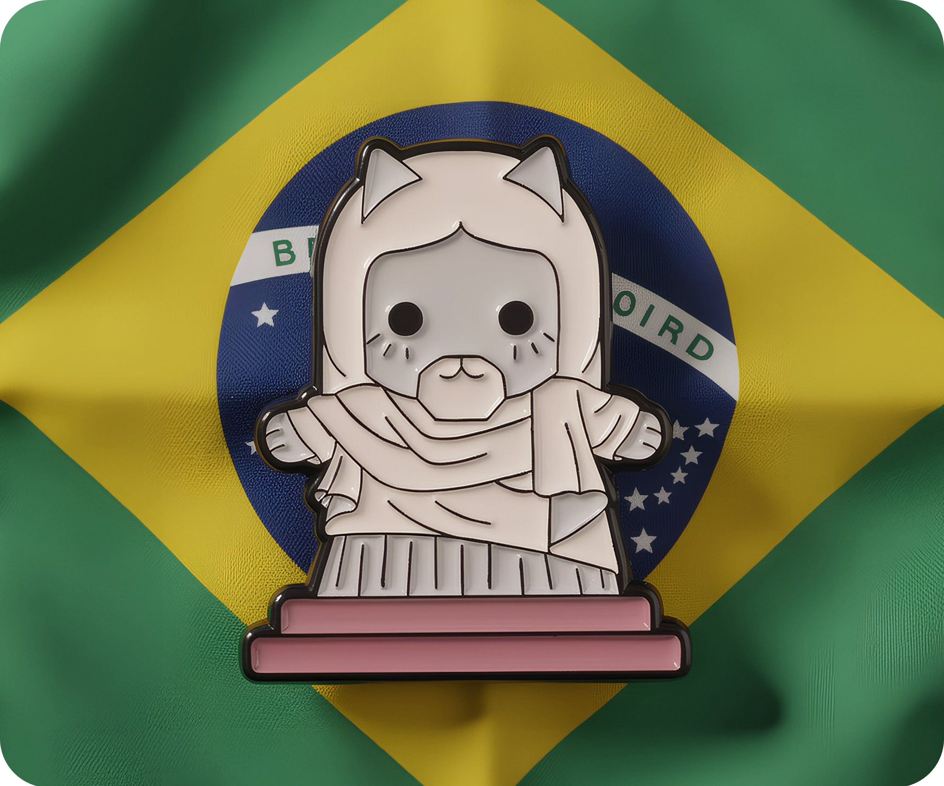 Cristo Redentor Gato Gatito Brasileño Pin Insignia