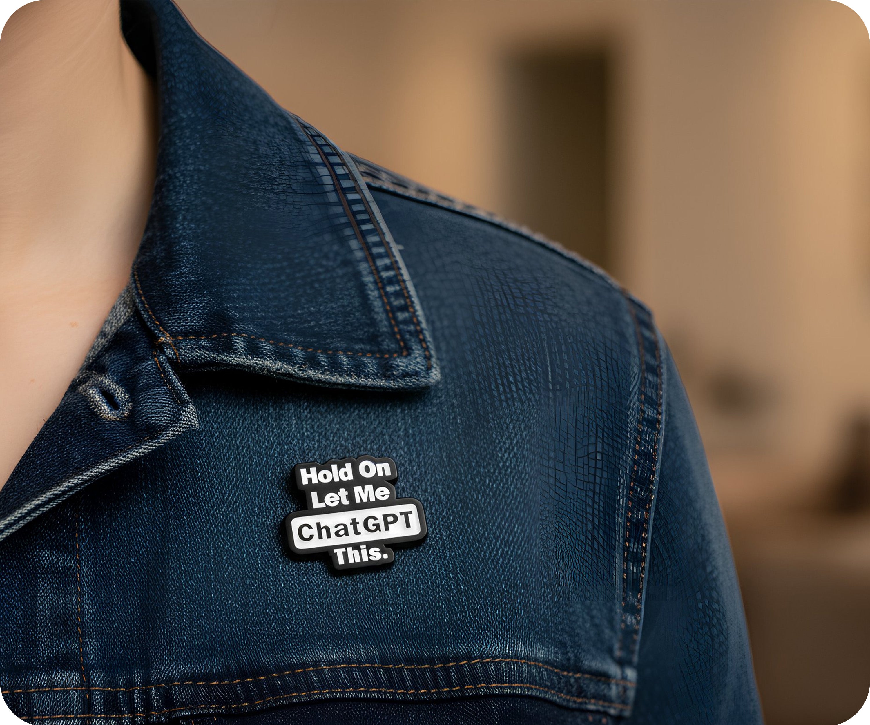 Hold On Let Me Chat GPT This Pin Badge