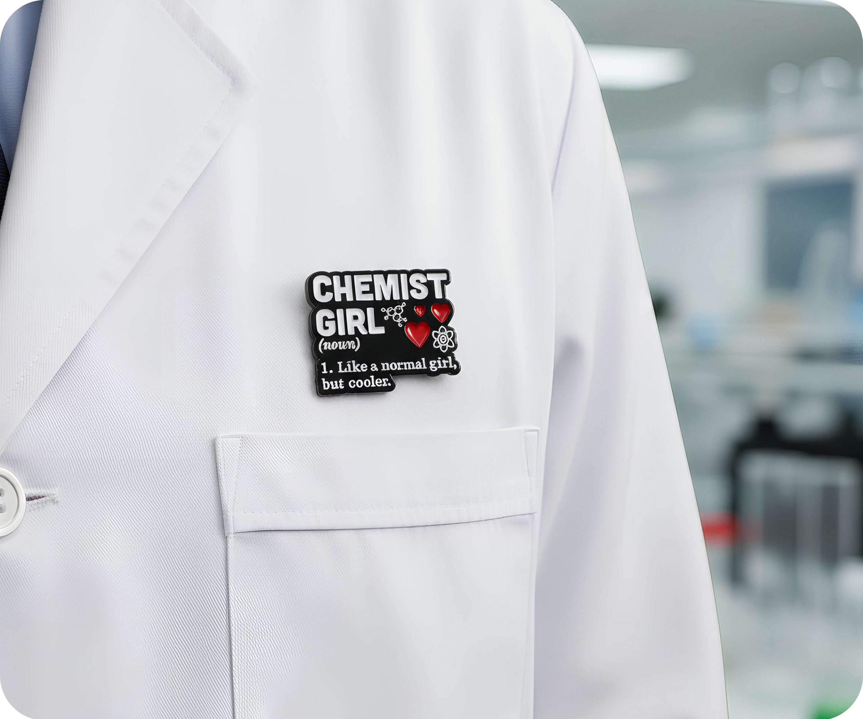 Insignia de metal de científica química Imagen secundaria del producto
