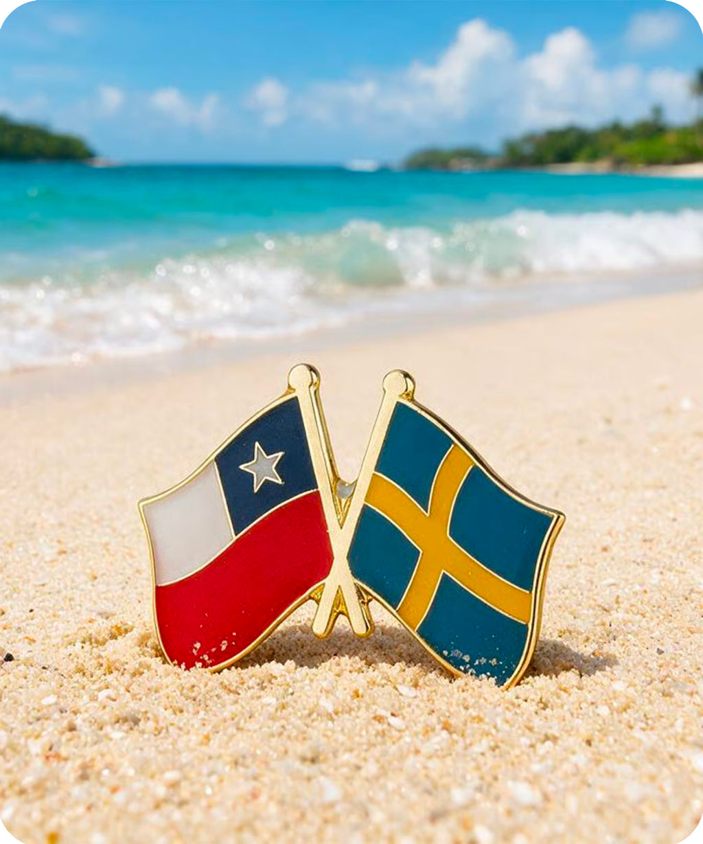Chile & Sweden Friendship Pin Badge