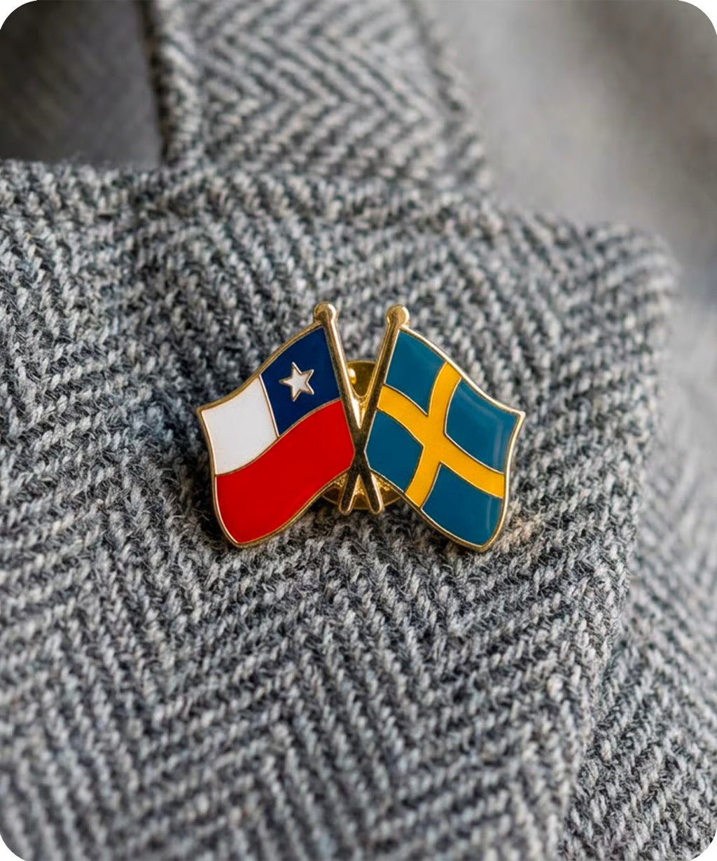 Chile & Sweden Friendship Pin Badge