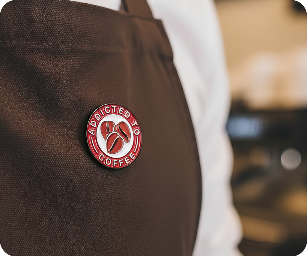 Addicted To Coffee Beans Pin Badge
