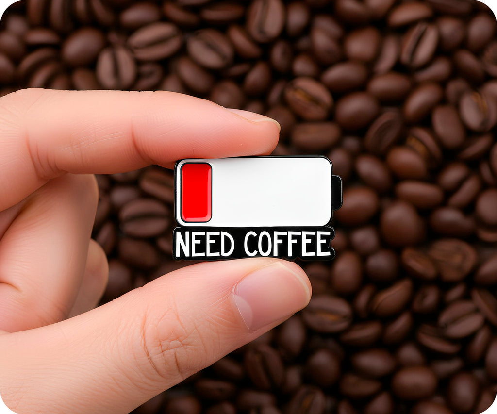 Social Battery Need A Coffee Pin Badge