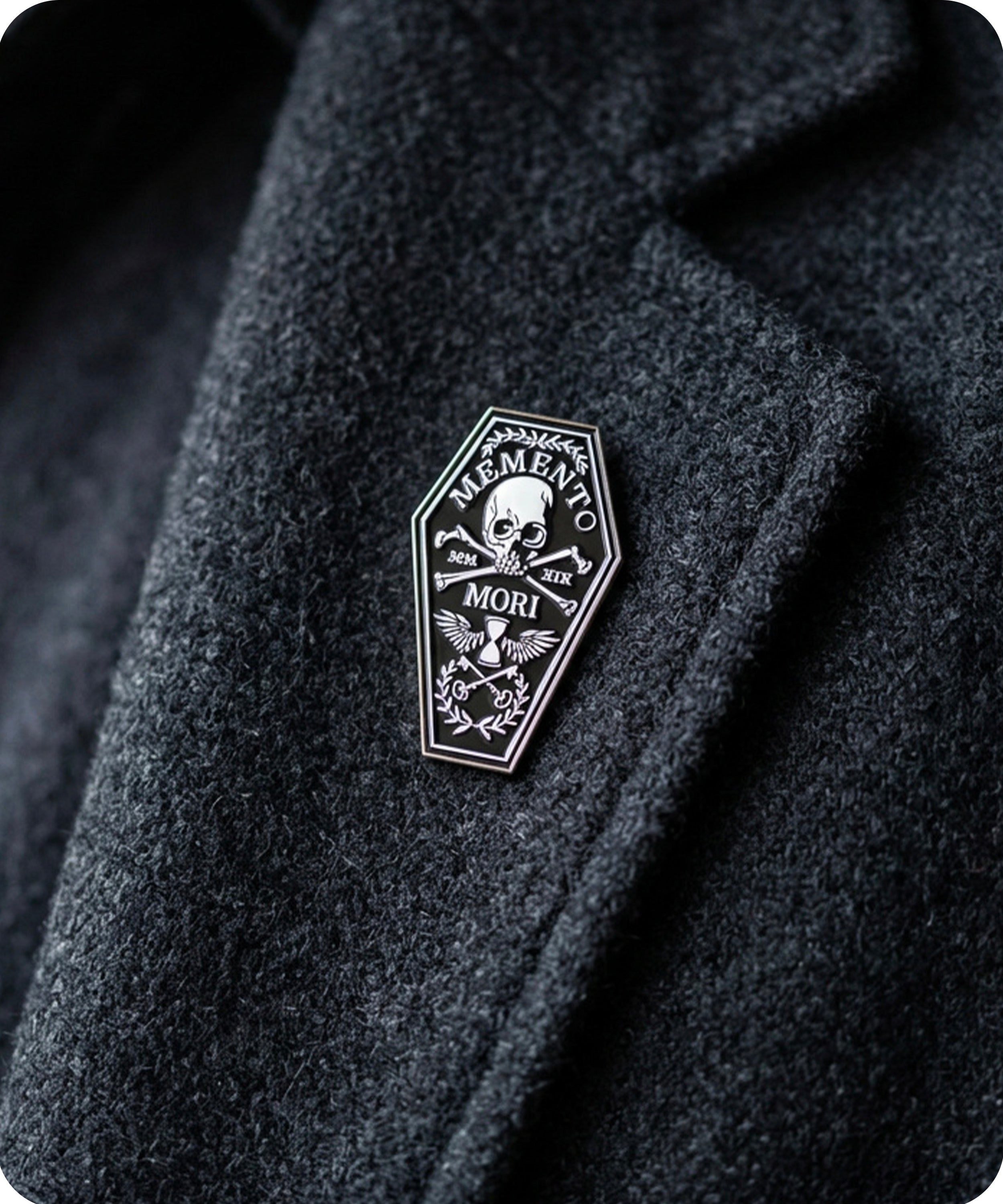 Memento Mori Coffin Enamel Lapel Pin Badge
