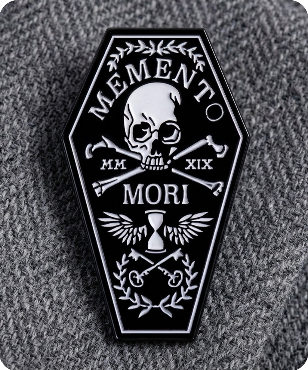 Memento Mori Coffin Enamel Lapel Pin Badge