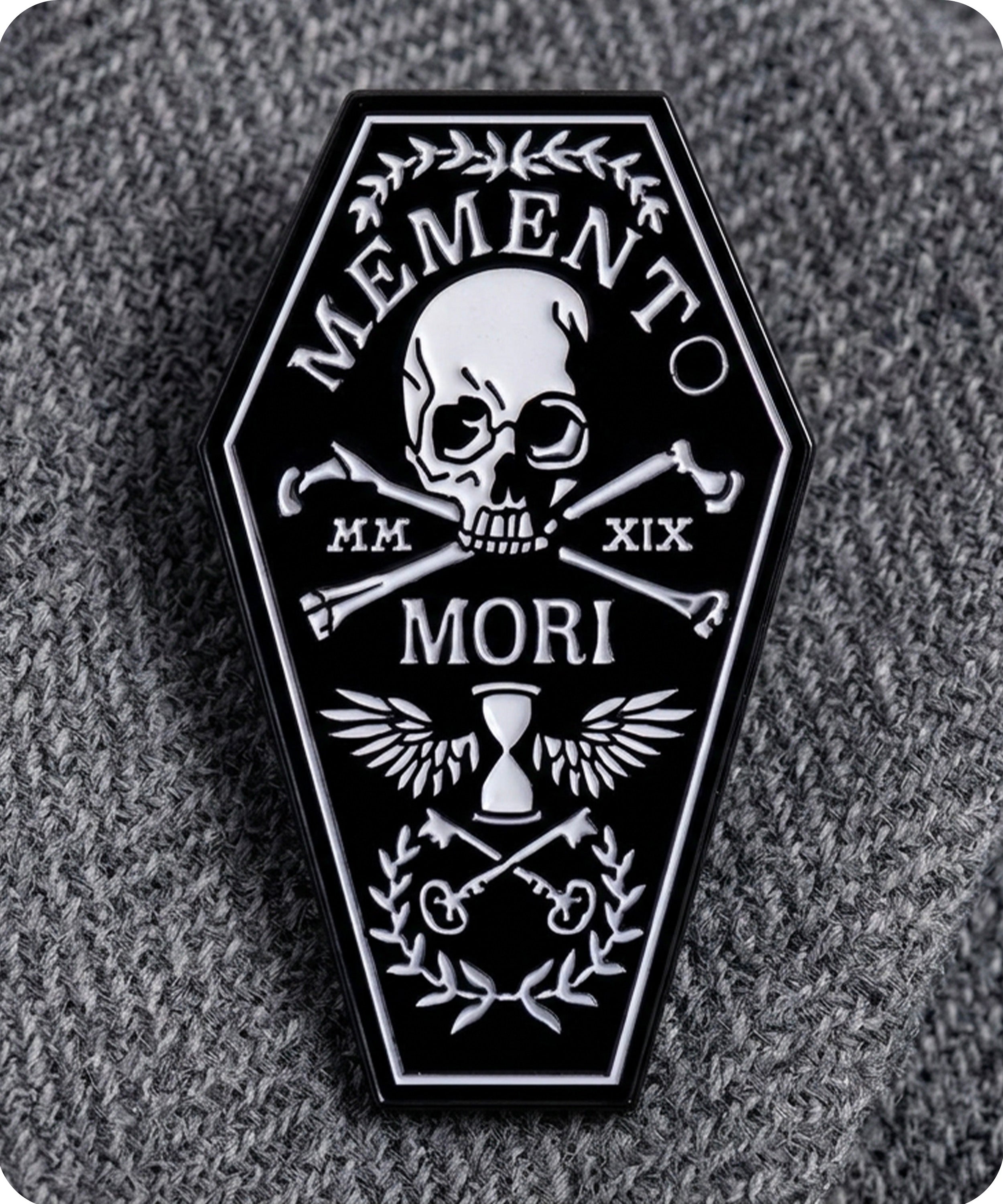 Memento Mori Coffin Enamel Lapel Pin Badge