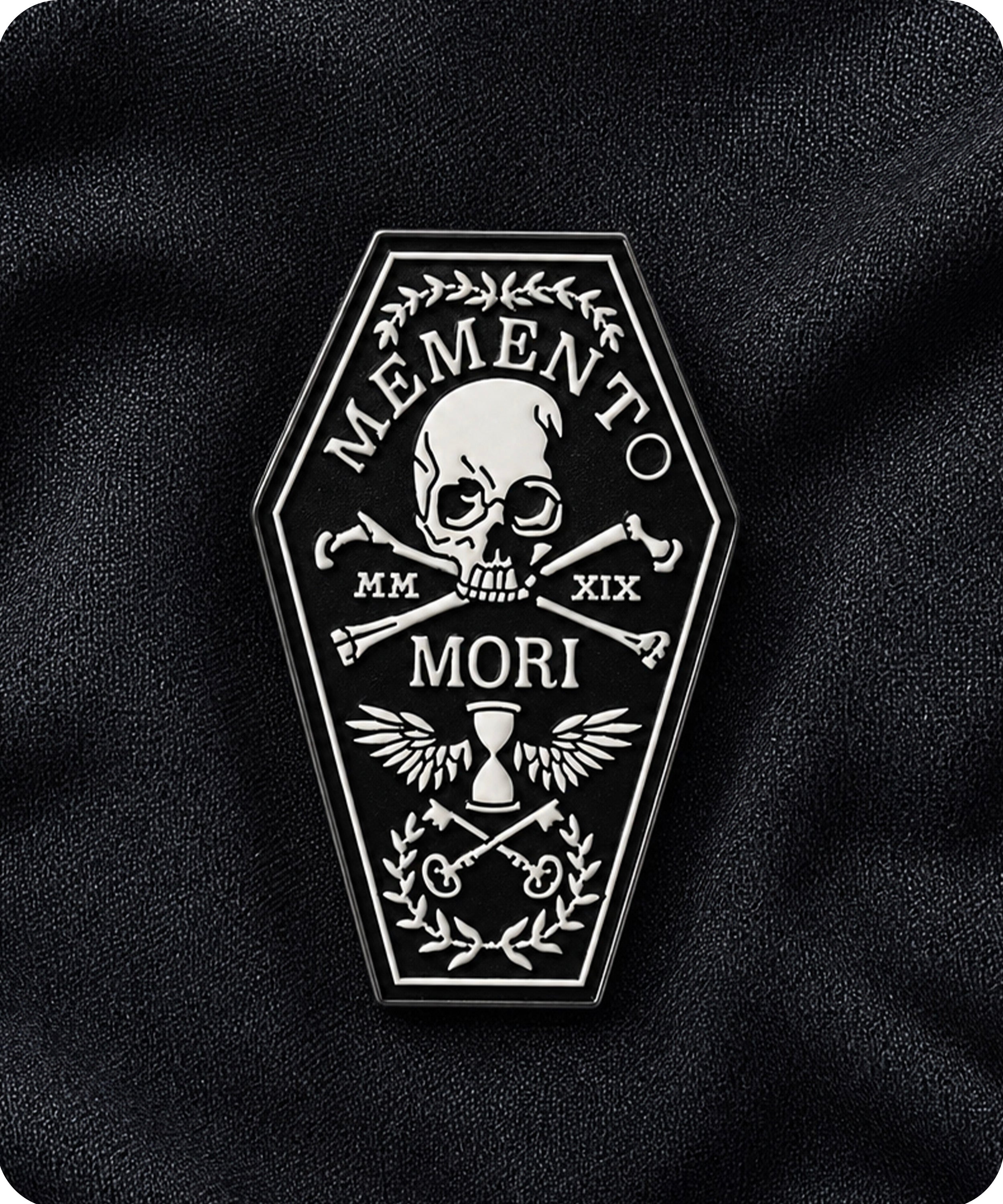 Memento Mori Coffin Enamel Lapel Pin Badge