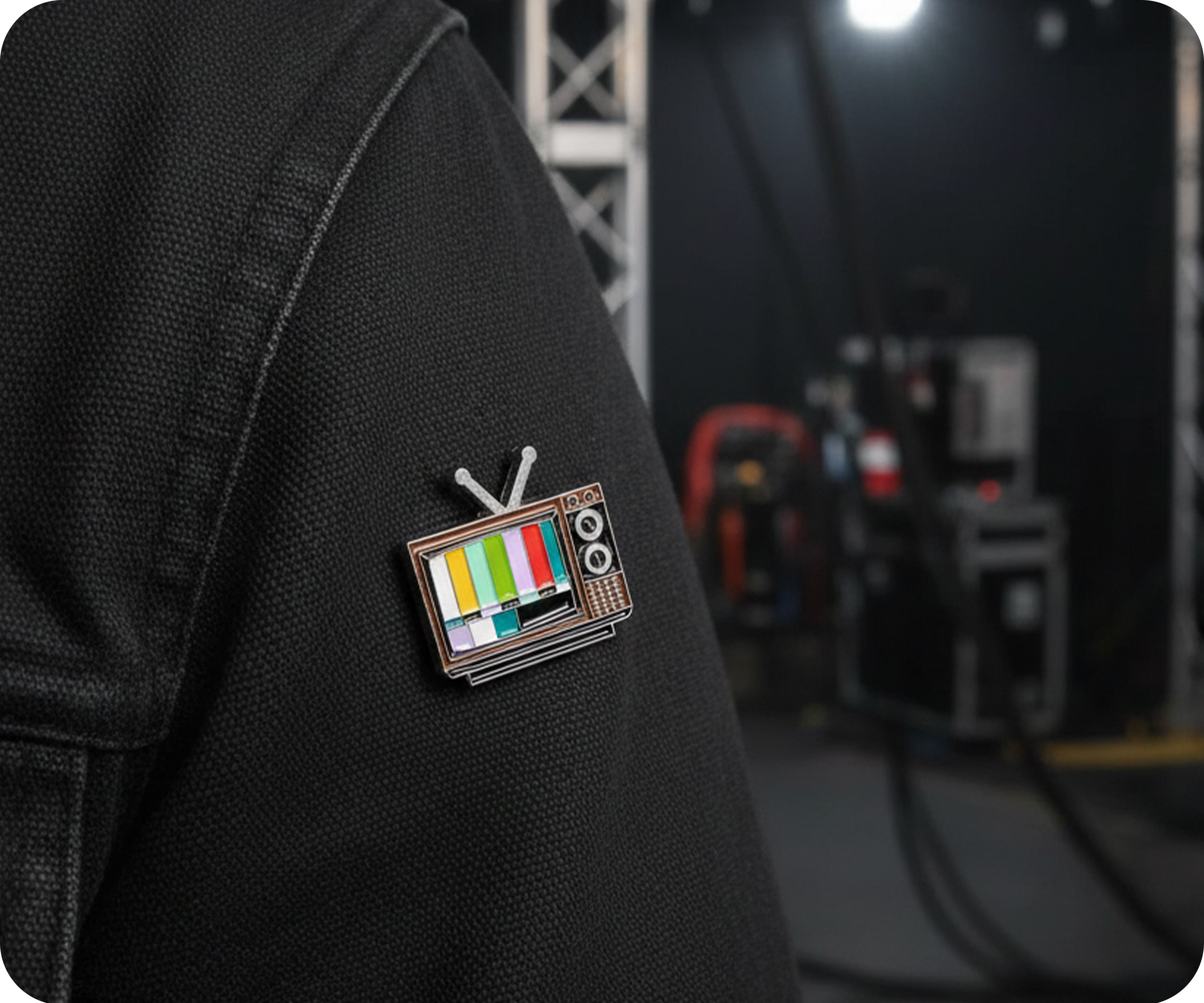 Vintage CRT TV Broadcast Colour Bars Pin Badge