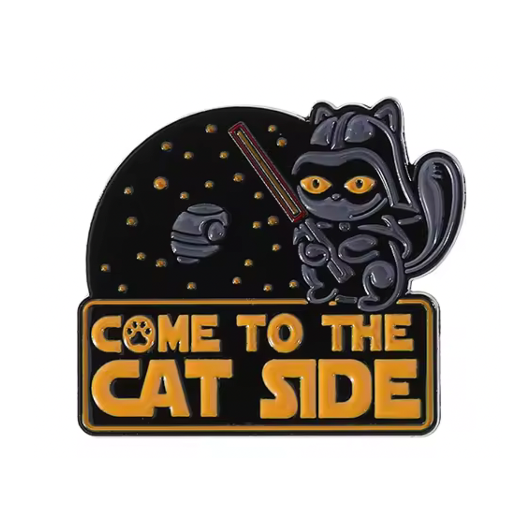 Insignia de alfiler "Ven al lado felino del espacio" Imagen principal del producto