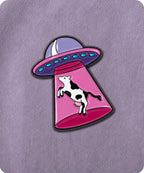 Cow Abduction UFO Enamel Lapel Pin Badge