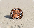 Cow Girl Round Pin Badge