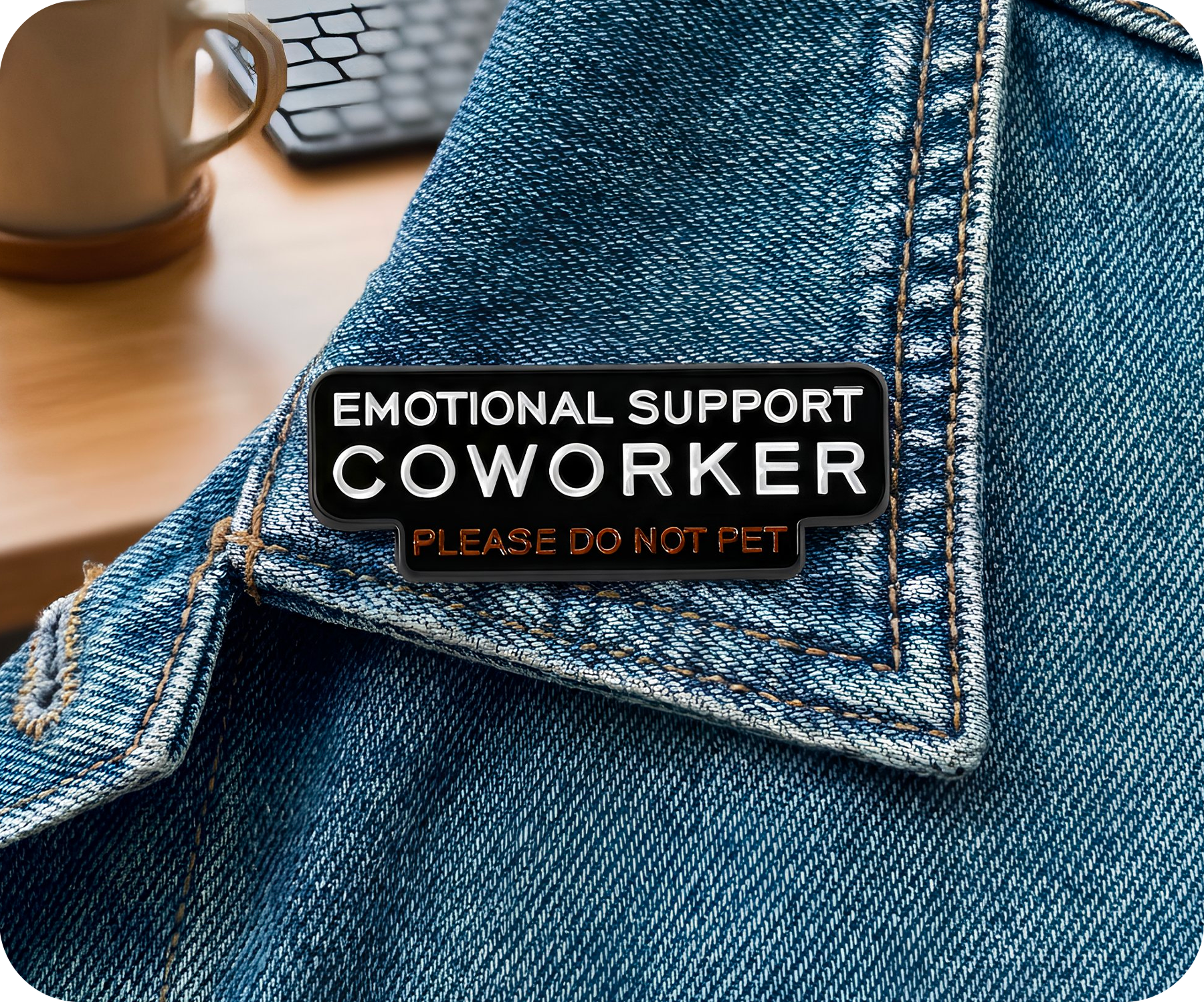 Emotional Support Co Worker Pin Badge