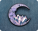 Crescent Crystal Moon Mushroom Spiritual Pin Badge