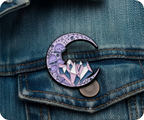Crescent Crystal Moon Mushroom Spiritual Pin Badge