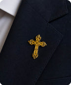 Gold Christian Cross Enamel Pin Badge
