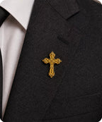 Gold Christian Cross Enamel Pin Badge