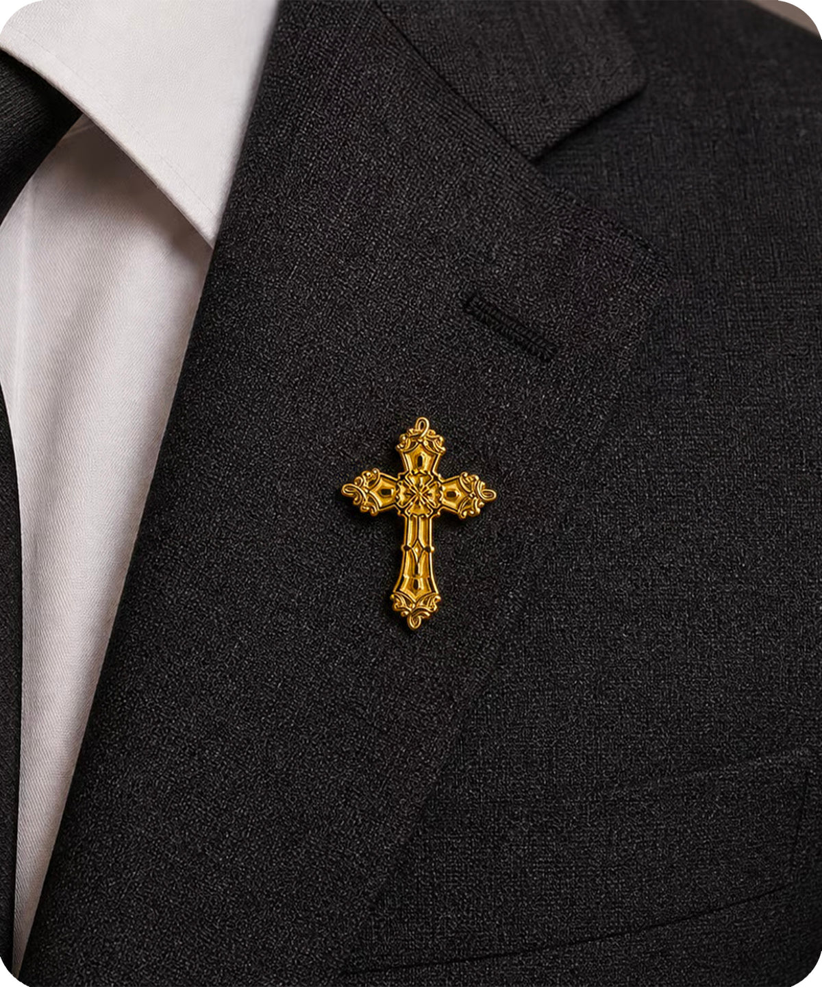 Gold Christian Cross Enamel Pin Badge