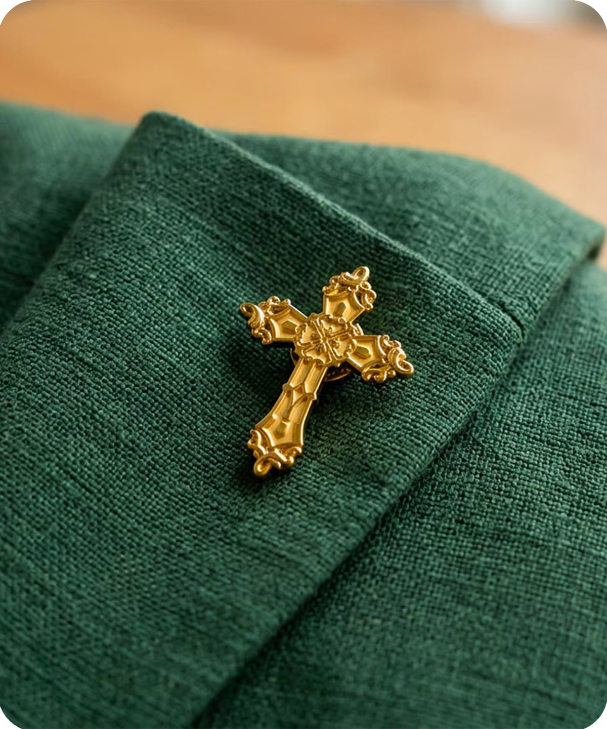 Gold Christian Cross Enamel Pin Badge