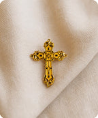 Gold Christian Cross Enamel Pin Badge