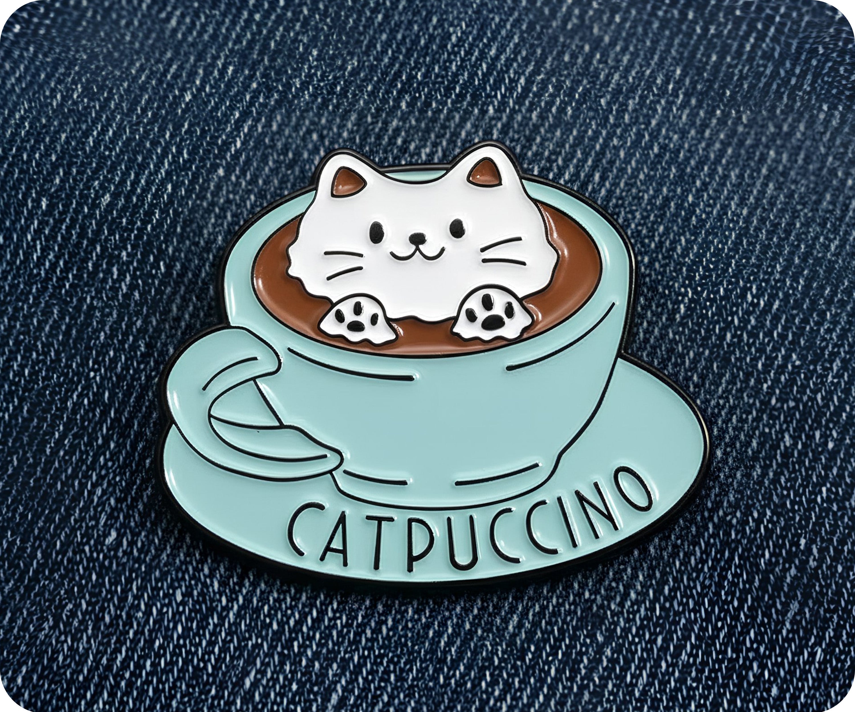 Catpuccino Cup & Saucer Coffee Pin Badge