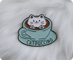 Catpuccino Cup & Saucer Coffee Pin Badge