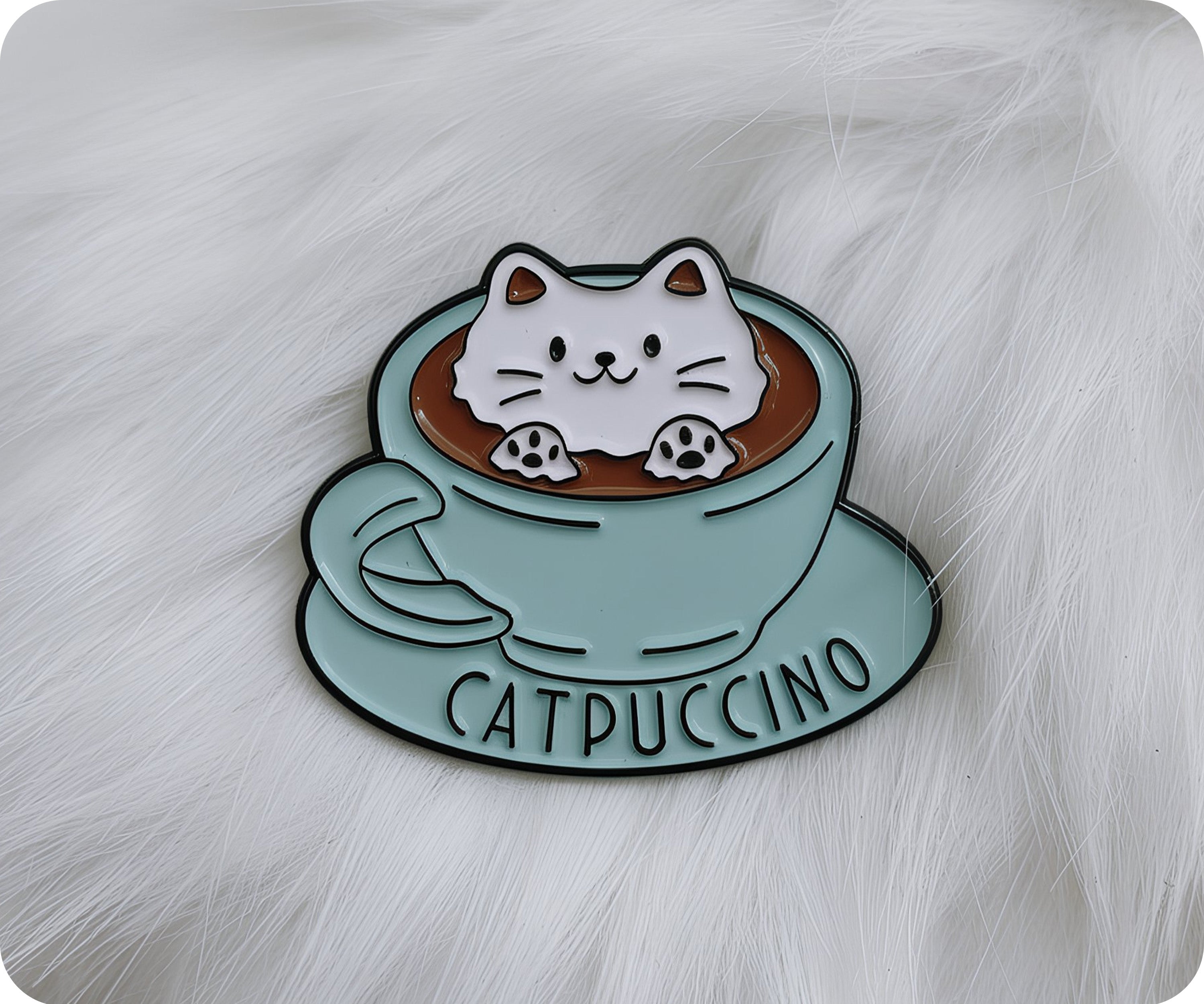 Catpuccino Cup & Saucer Coffee Pin Badge