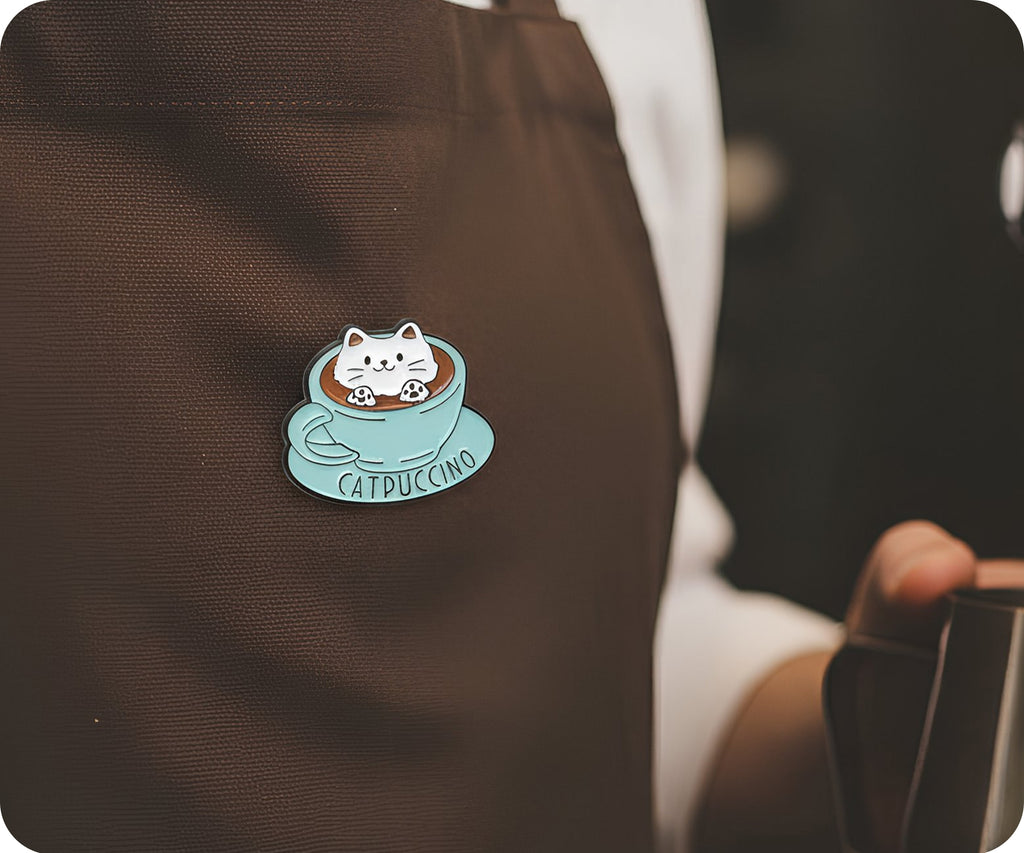 Catpuccino Cup & Saucer Coffee Pin Badge