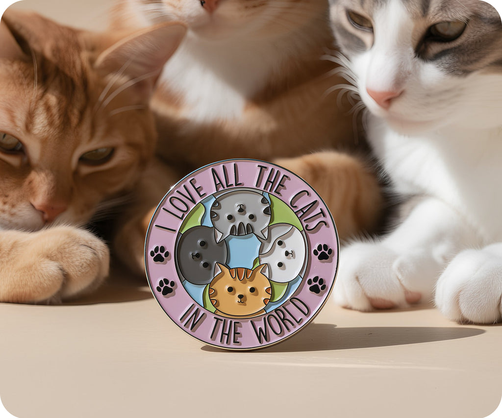 I Love All The Cats In The World Pin Badge