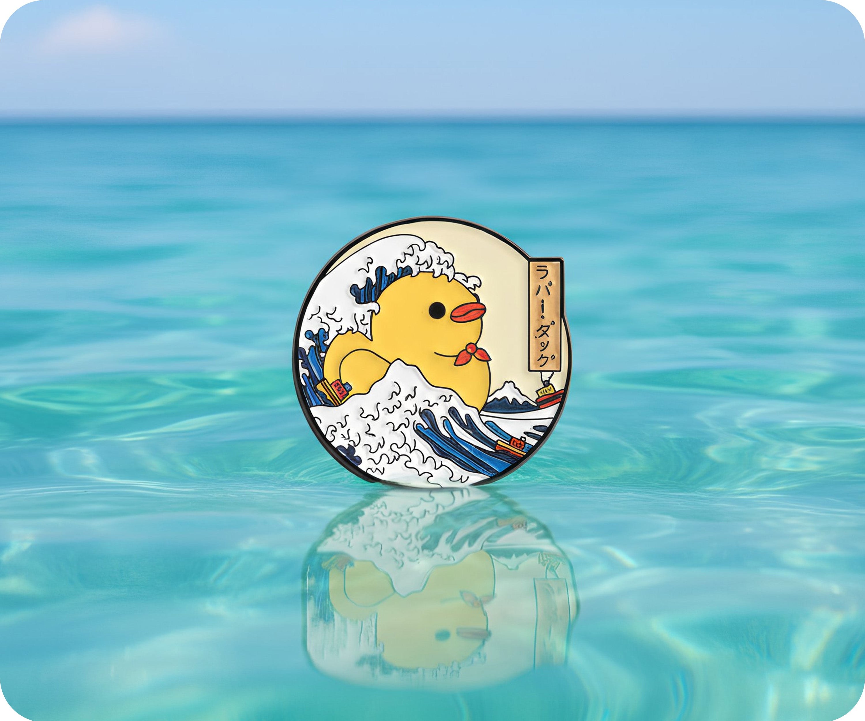 Pin con diseño de Pato de Goma La Gran Ola de Kanagawa