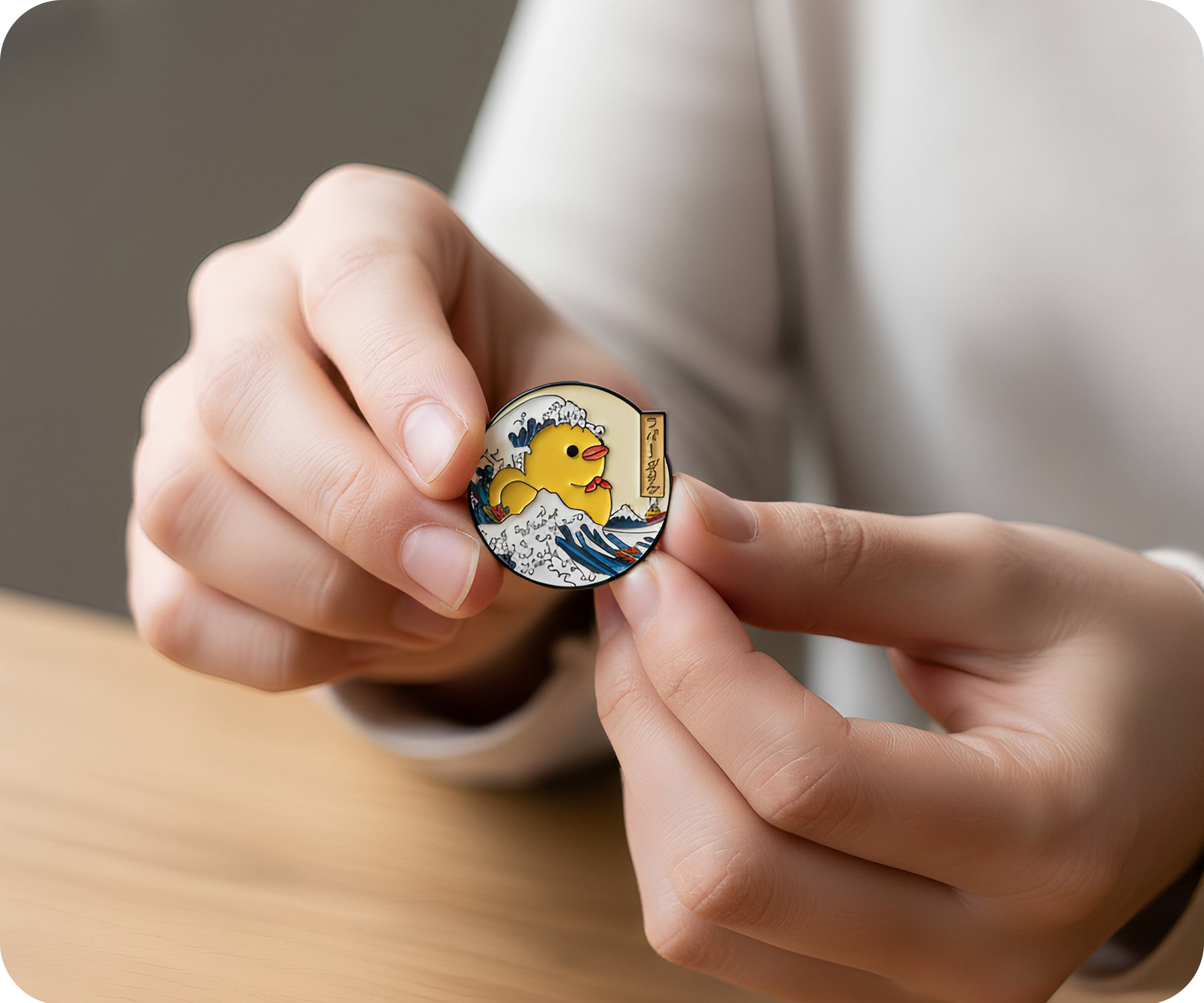 Pin con diseño de Pato de Goma La Gran Ola de Kanagawa