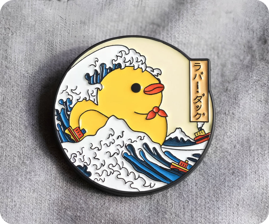 Pin con diseño de Pato de Goma La Gran Ola de Kanagawa