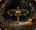 Insignia de metal negra "Dragón en fantasía mágica"