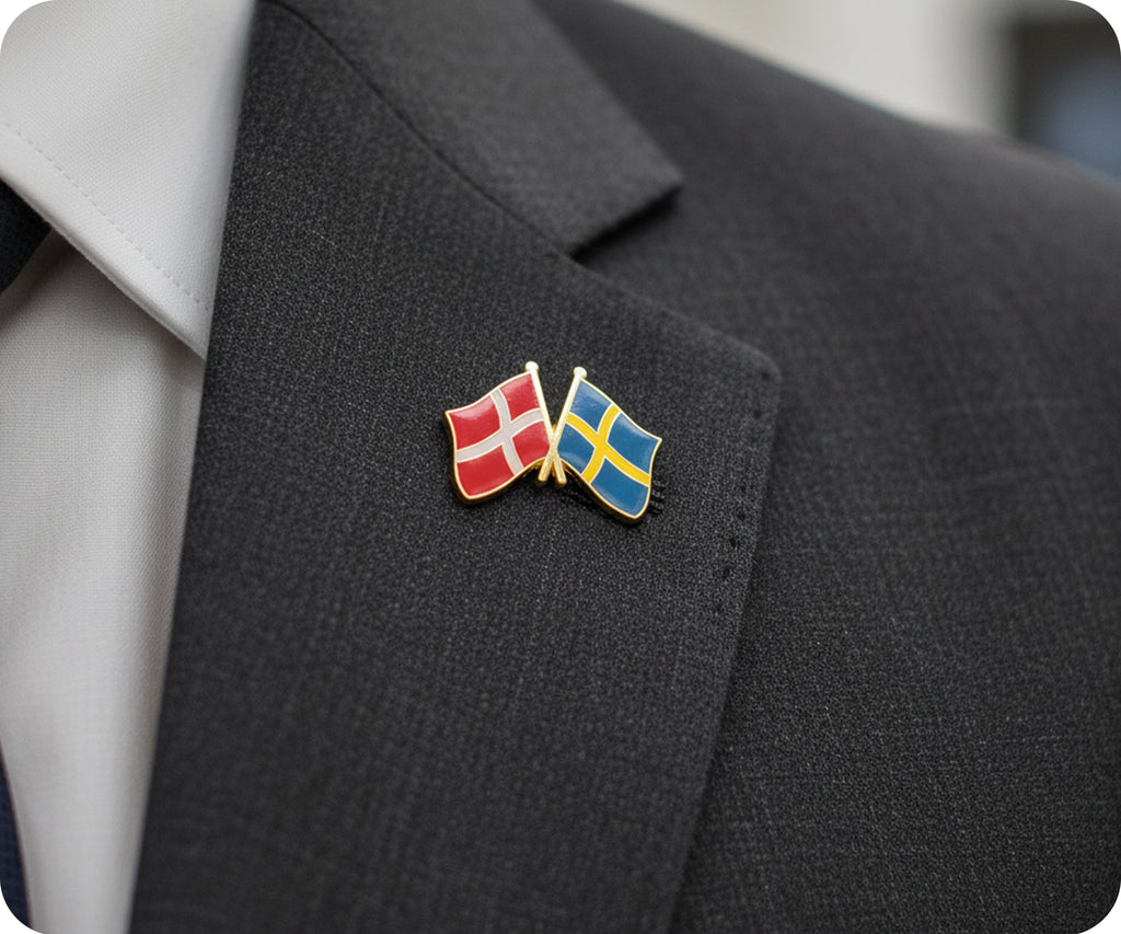 Denmark & Sweden Friendship Pin Badge