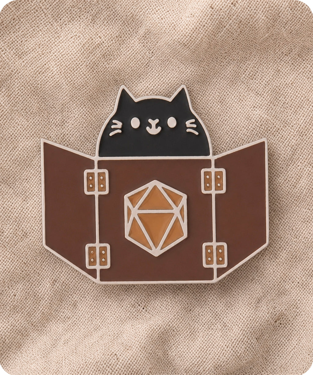 Dungeon Master Cat Enamel Lapel Pin Badge
