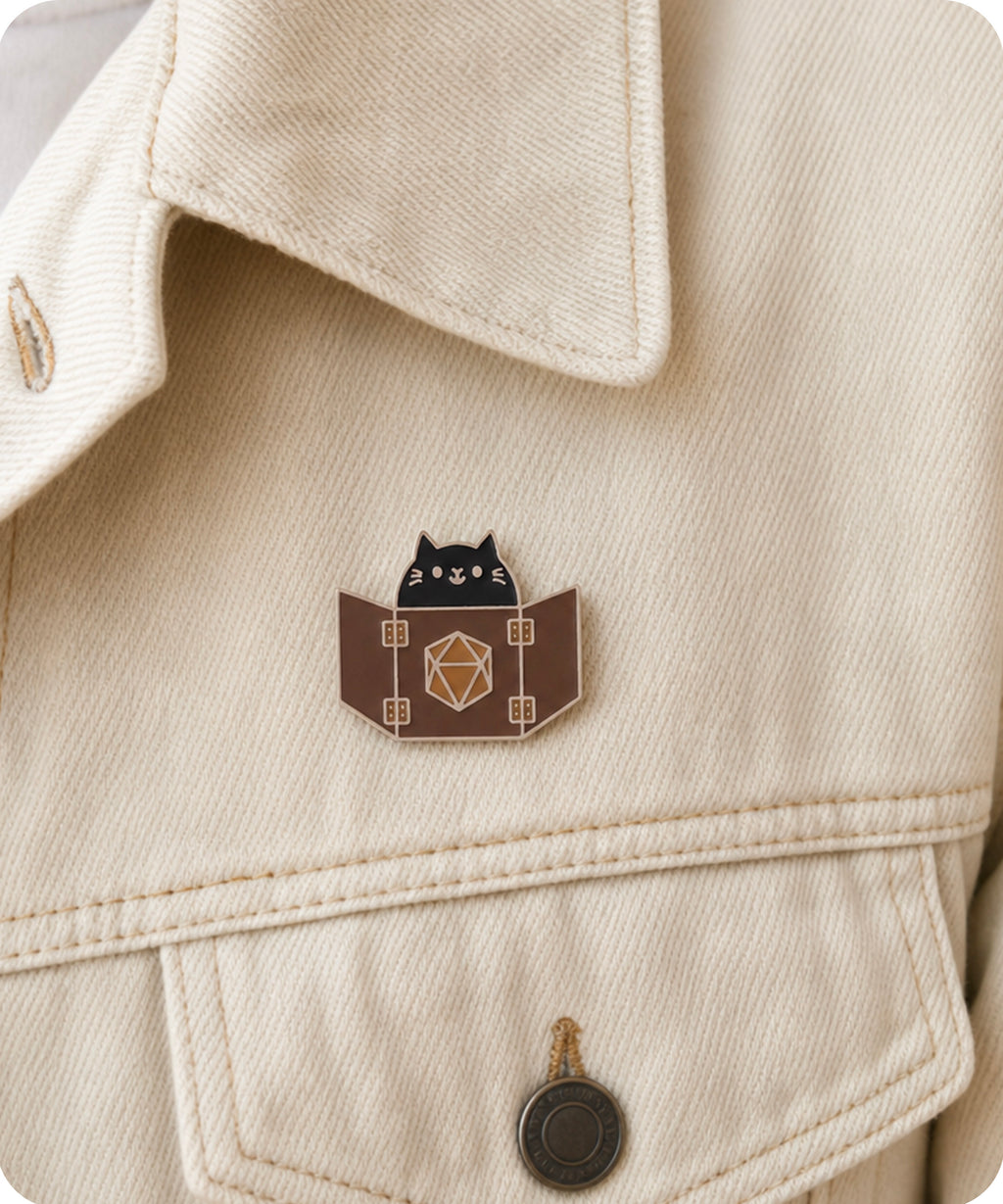 Dungeon Master Cat Enamel Lapel Pin Badge
