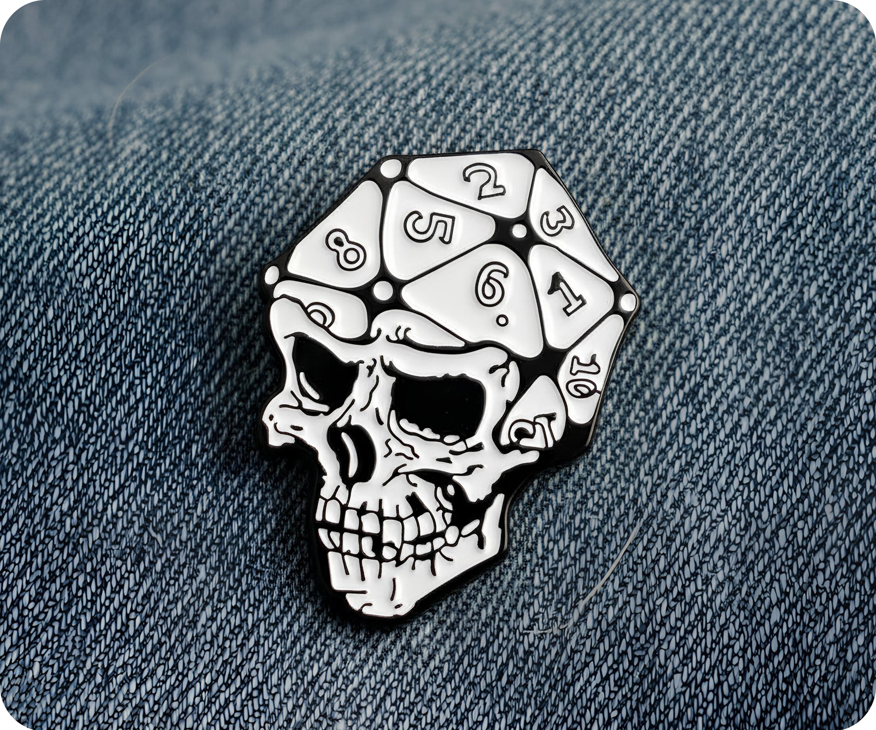 Skull Dice Gaming Pin Badge