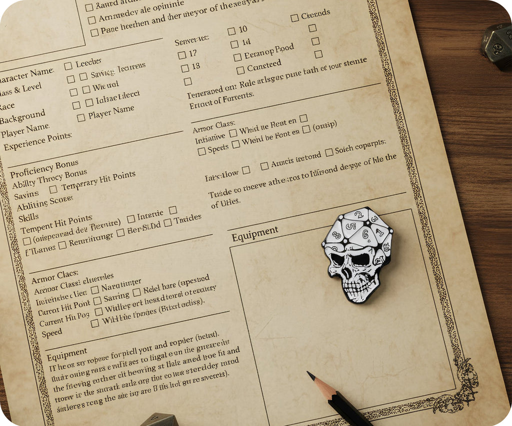 Skull Dice Gaming Pin Badge