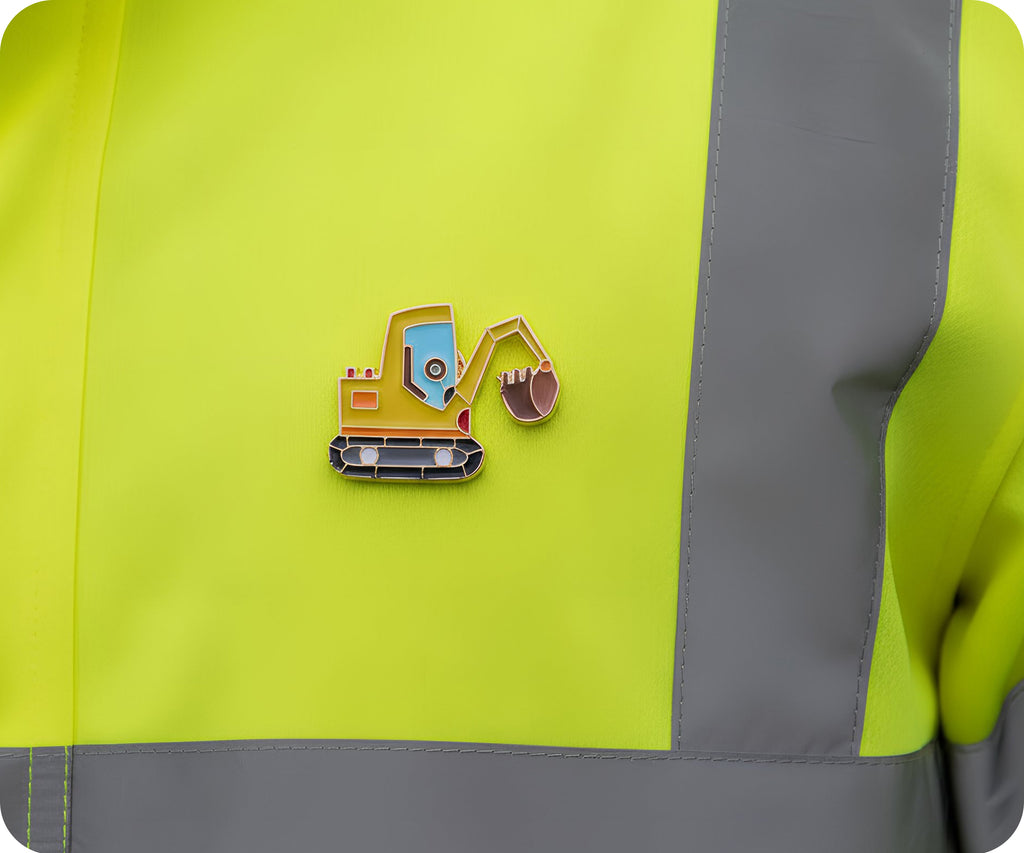 Cartoon Excavator Scooper Pin Badge