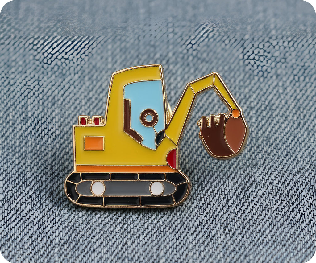 Cartoon Excavator Scooper Pin Badge
