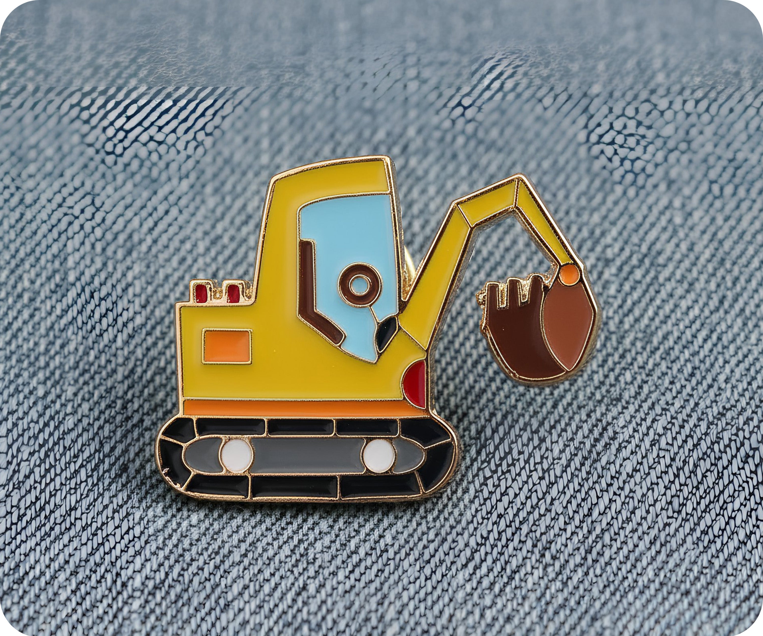 Cartoon Excavator Scooper Pin Badge