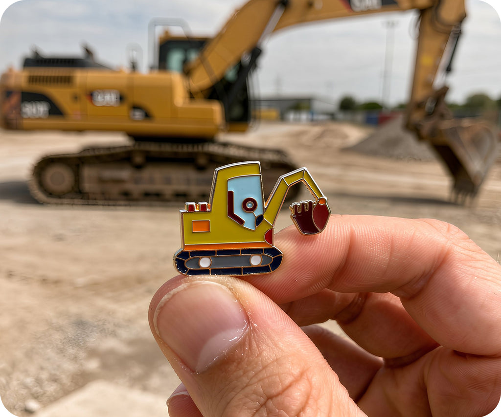 Cartoon Excavator Scooper Pin Badge