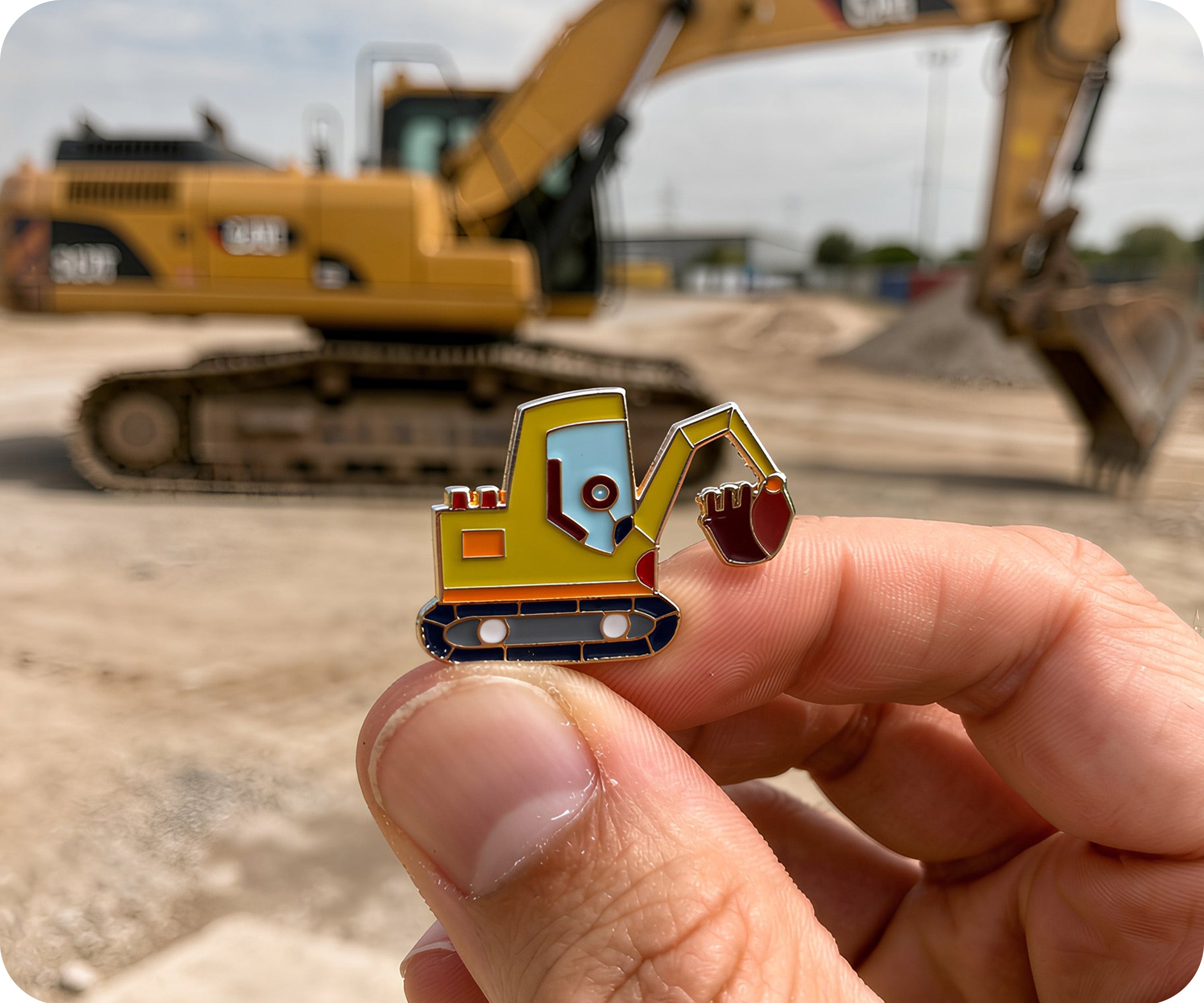 Cartoon Excavator Scooper Pin Badge