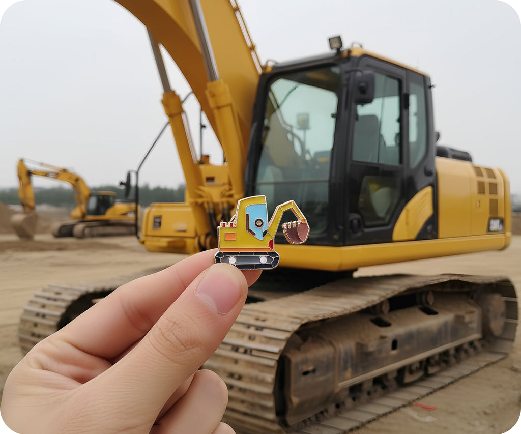 Cartoon Excavator Scooper Pin Badge