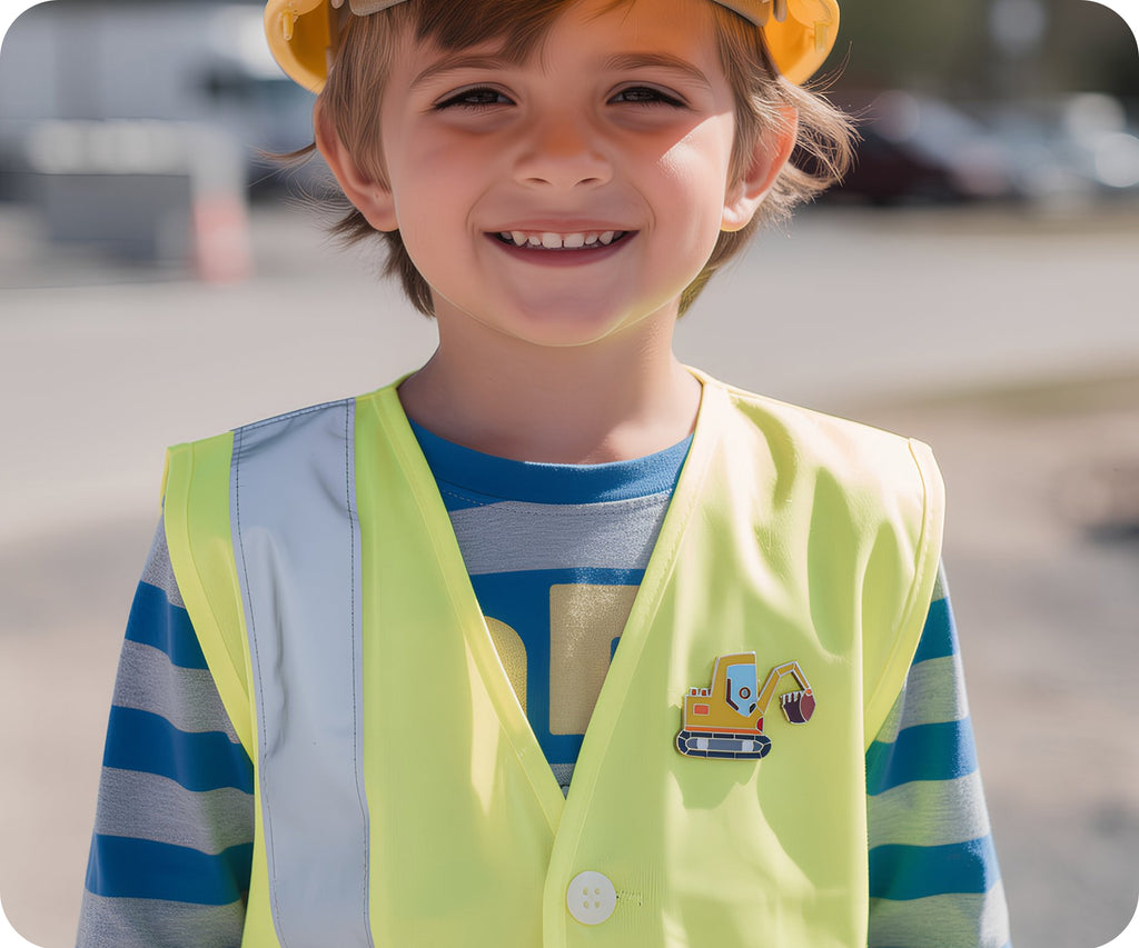 Cartoon Excavator Scooper Pin Badge
